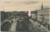 Der ehemalige Wilhelmplatz sowie die Kirche an der heutigen Franz-Mehring-Stra&szlig;e